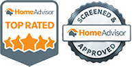 HomeAdvisor Top Rated and Screened & Approved logos